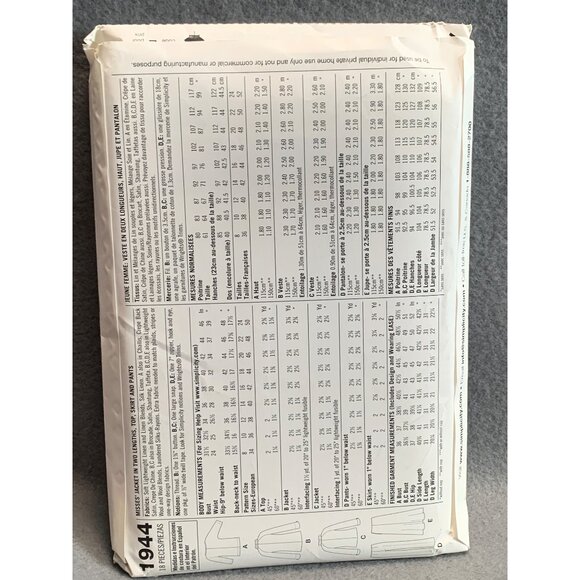 Style Misses Coat Skirt Shirt Pant Sewing Pattern sz 16-24 1944 - uncut - Picture 3 of 3